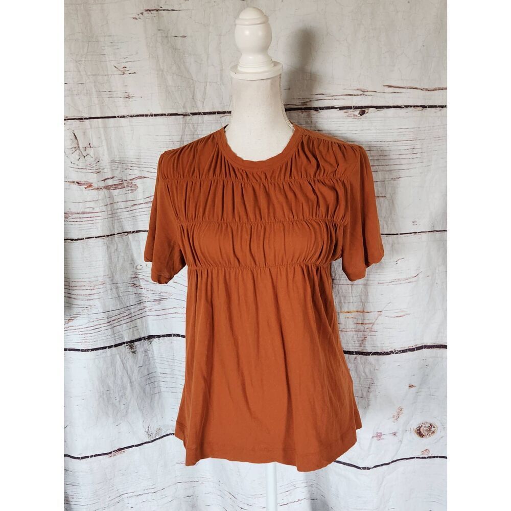 Everlane Smocked Short Sleeve Top Size Small